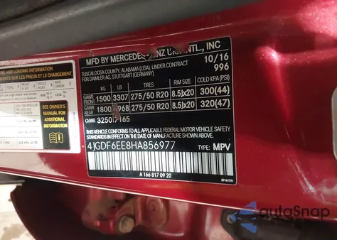 2017 Mercedes-Benz Gls 450 4Matic z USA, uszkodzony, nr VIN 4JGDF6EE8HA856977